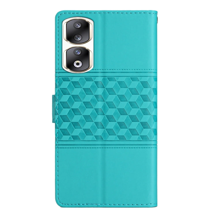 For Honor 90 Pro Diamond Embossed Skin Feel Leather Phone Case(Blue)