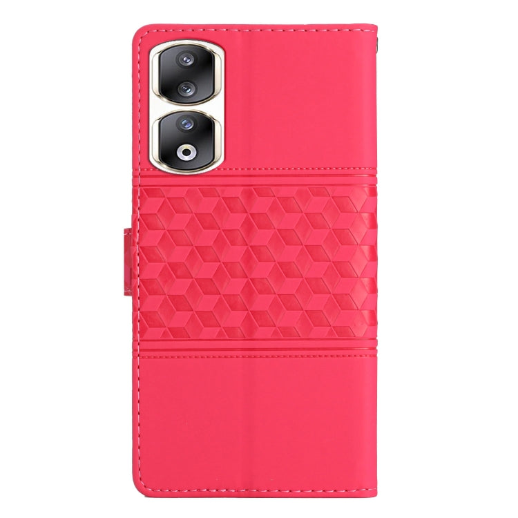 For Honor 90 Pro Diamond Embossed Skin Feel Leather Phone Case(Red)
