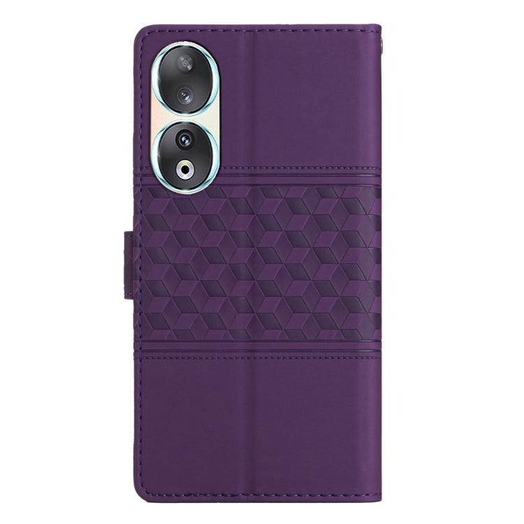 For Honor 90 Diamond Embossed Skin Feel Leather Phone Case(Purple)