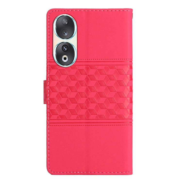 For Honor 90 Diamond Embossed Skin Feel Leather Phone Case(Red)