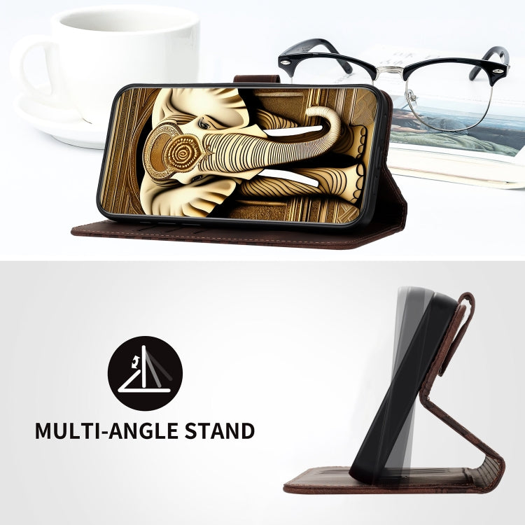 For Samsung Galaxy S24 5G YX0060 Elephant Head Embossed Phone Leather Case with Lanyard(Coffee)