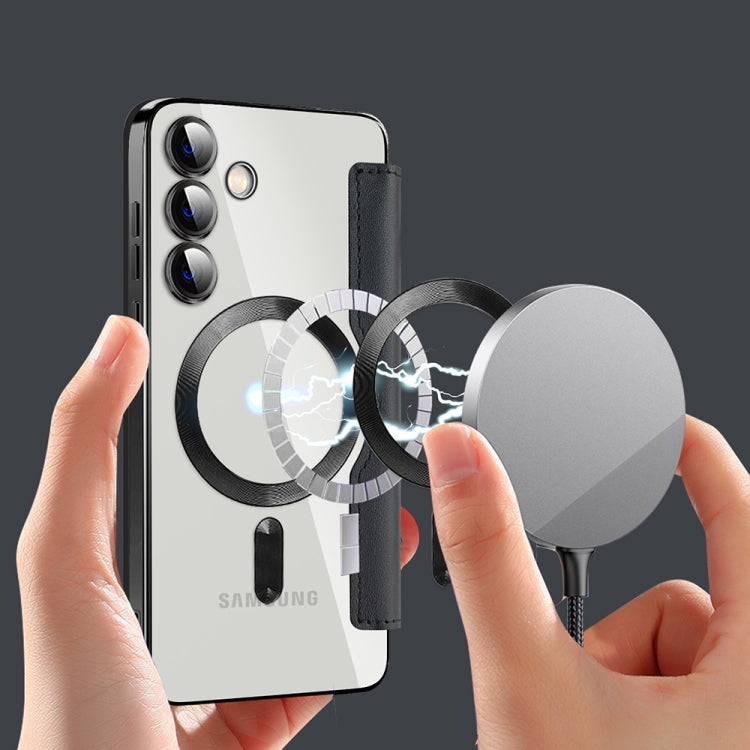 For Samsung Galaxy S24 5G MagSafe Magnetic RFID Anti-theft Leather Phone Case(Grey)