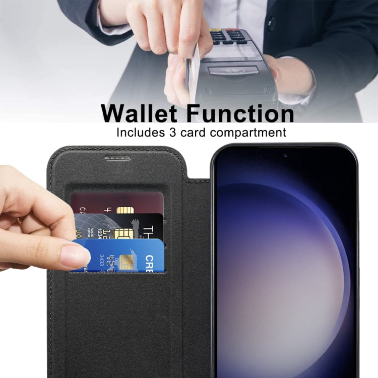 For Samsung Galaxy S24 5G MagSafe Magnetic RFID Anti-theft Leather Phone Case(Dark Purple)