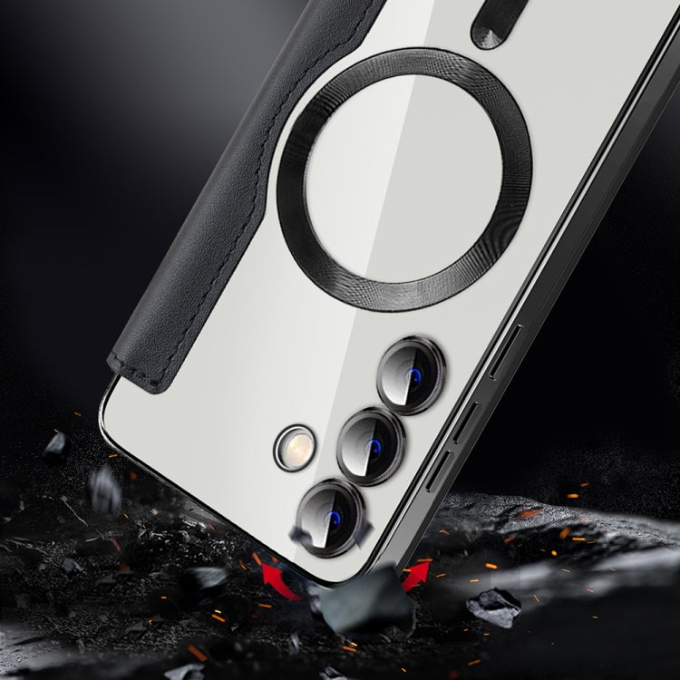 For Samsung Galaxy S24 5G MagSafe Magnetic RFID Anti-theft Leather Phone Case(Black)