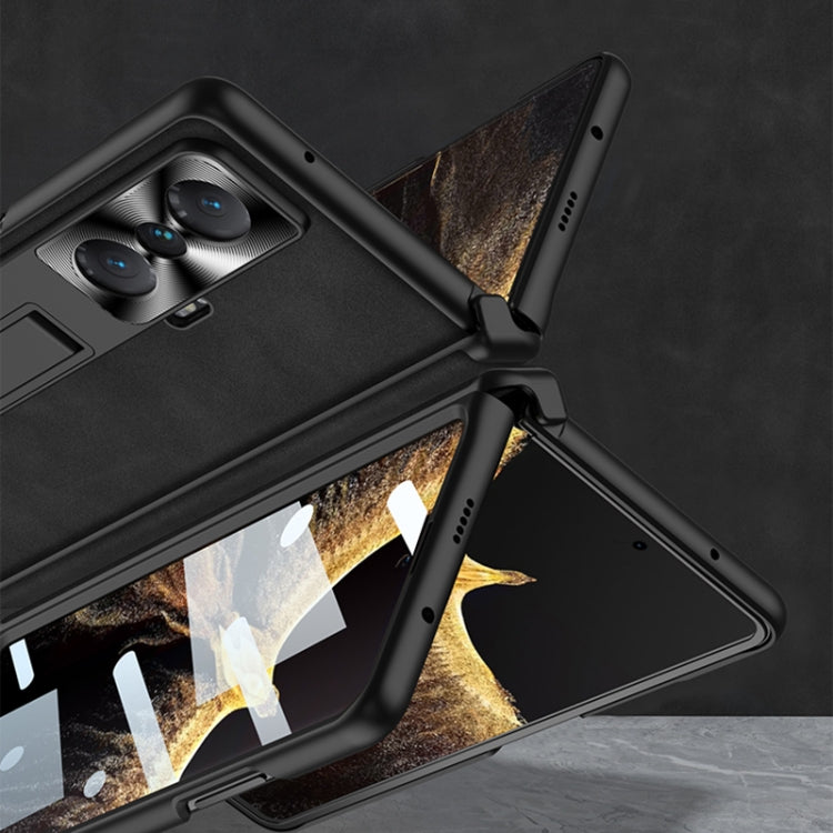 For Honor Magic VS GKK Integrated Frosted Fold Hinge Leather Phone Case with Holder(Brown)