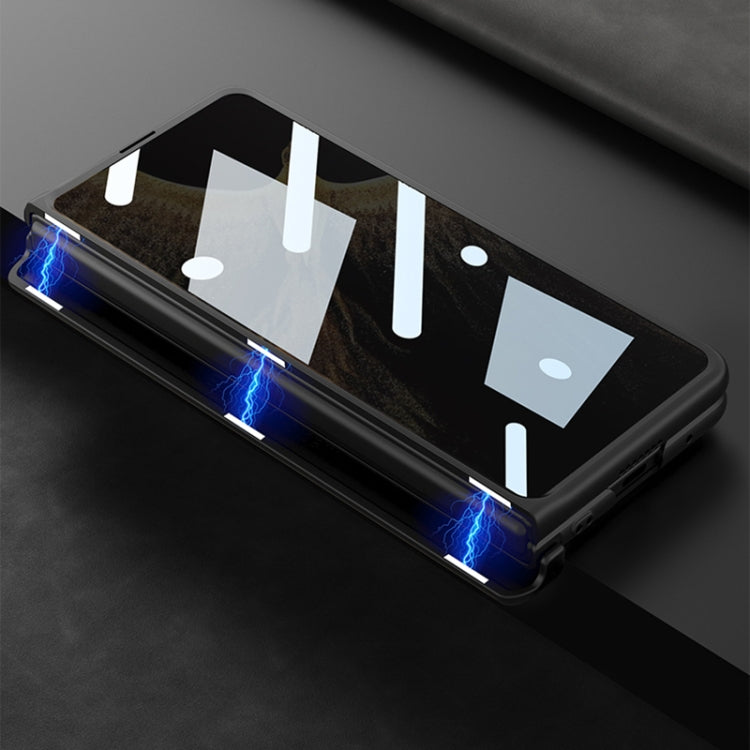 For Honor Magic VS GKK Integrated Frosted Fold Hinge Privacy Leather Phone Case with Holder(Grey)