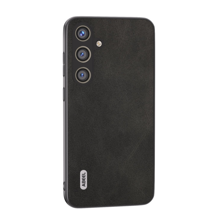 For Samsung Galaxy S24 5G ABEEL Black Edge Two-color Calf Texture PU Phone Case(Black)