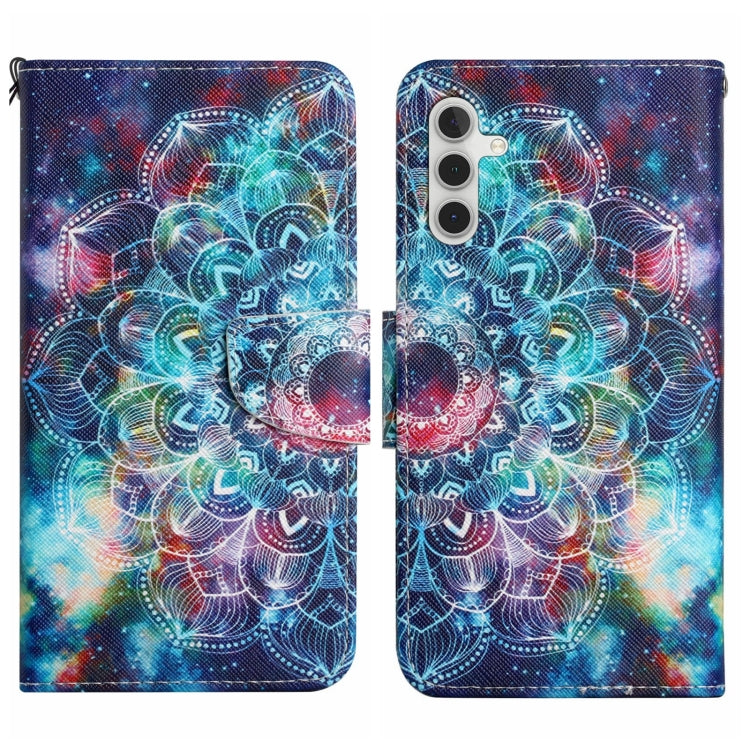 For Samsung Galaxy S24 5G Colored Drawing Pattern Leather Phone Case(Star Mandala)