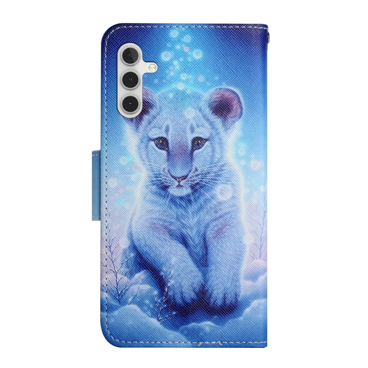 For Samsung Galaxy S24 5G Colored Drawing Pattern Leather Phone Case(Little Leopard)