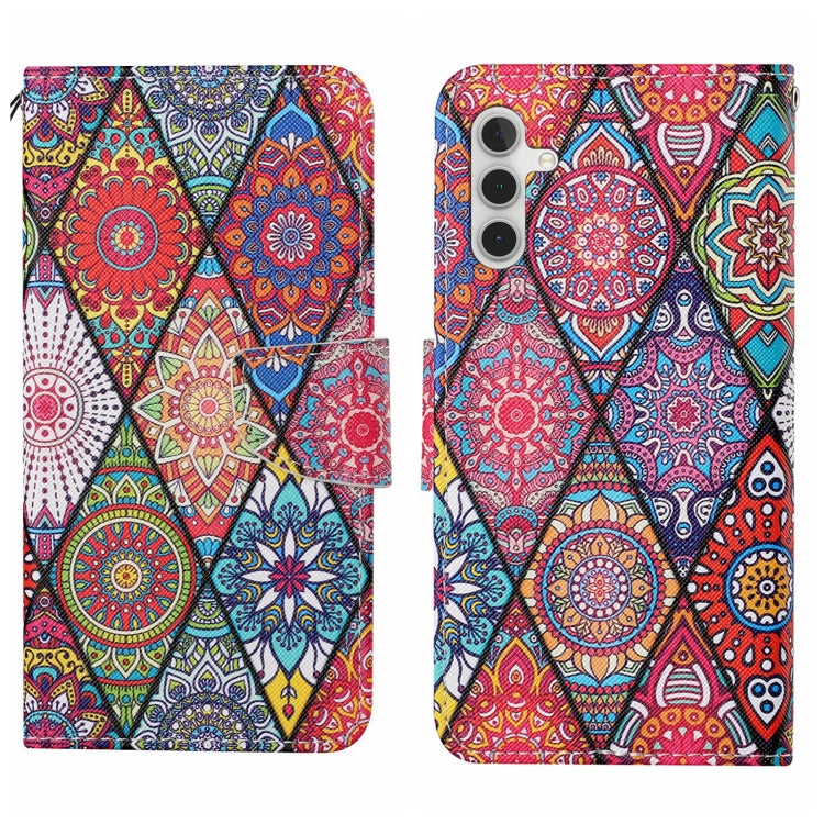 For Samsung Galaxy S24 5G Colored Drawing Pattern Leather Phone Case(Diamond Totem)