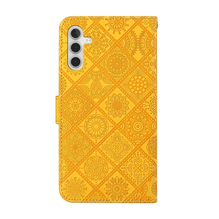 For Samsung Galaxy S24 5G Ethnic Style Embossed Pattern Leather Phone Case(Yellow)