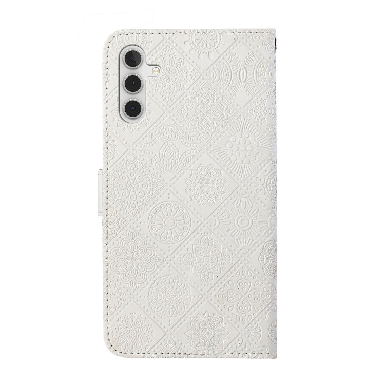 For Samsung Galaxy S24 5G Ethnic Style Embossed Pattern Leather Phone Case(White)
