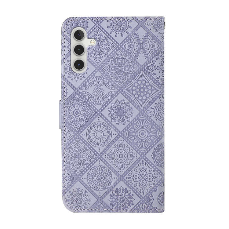 For Samsung Galaxy S24 5G Ethnic Style Embossed Pattern Leather Phone Case(Purple)