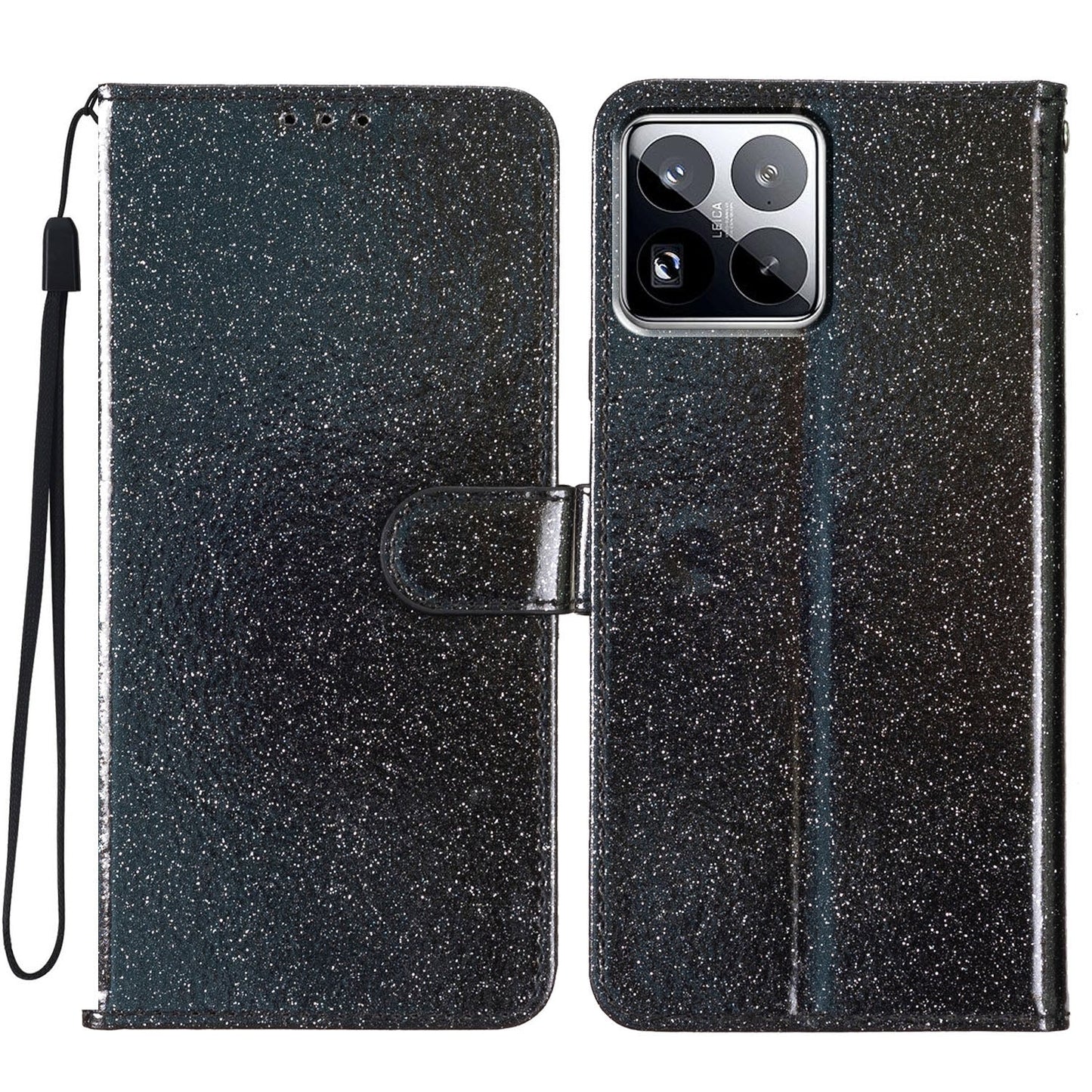 For Xiaomi 15 Pro Glitter Powder Flip Leather Phone Case(Black)