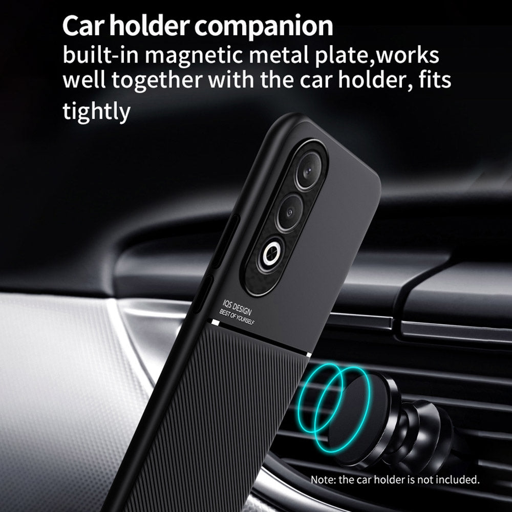 For OPPO K12 Classic Tilt Strip Grain Magnetic PC Hybrid TPU Phone Case(Black)