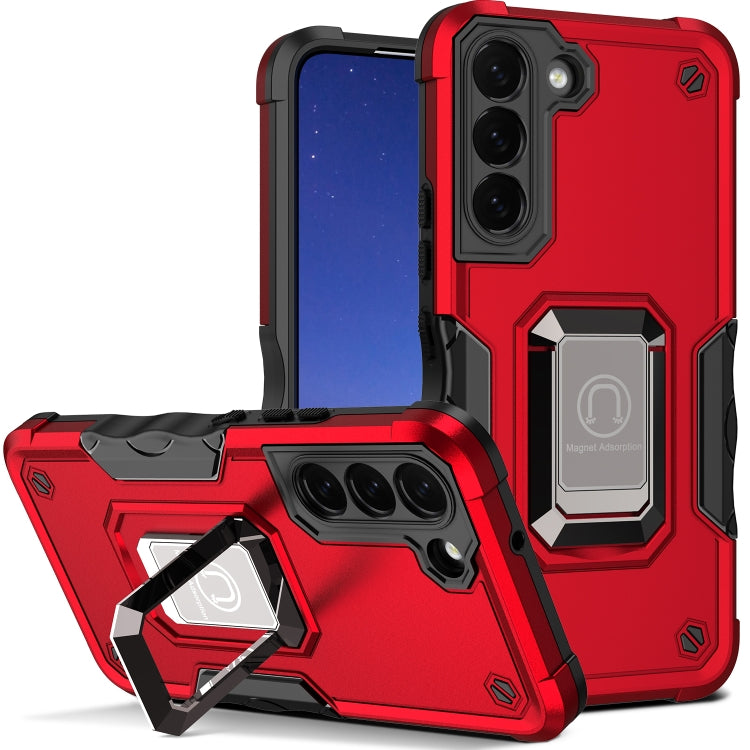For Samsung Galaxy S24 5G Non-slip Shockproof Armor Phone Case with Ring Holder(Red)
