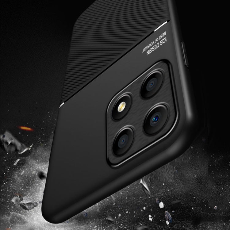 For Honor X8a Classic Tilt Strip Grain Magnetic Shockproof PC + TPU Phone Case(Black)