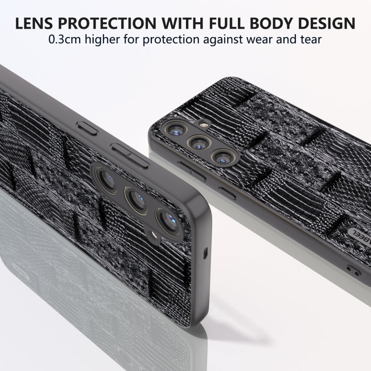 For Samsung Galaxy S24 5G ABEEL Genuine Leather Mahjong Texture Series Phone Case(Black)