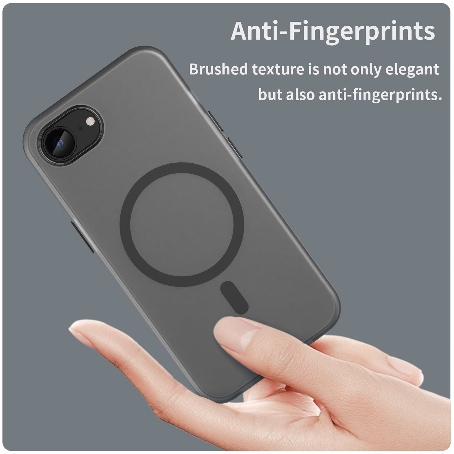 For iPhone 16e MagSafe Frosted Translucent TPU + PC Full Coverage Phone Case(Black)