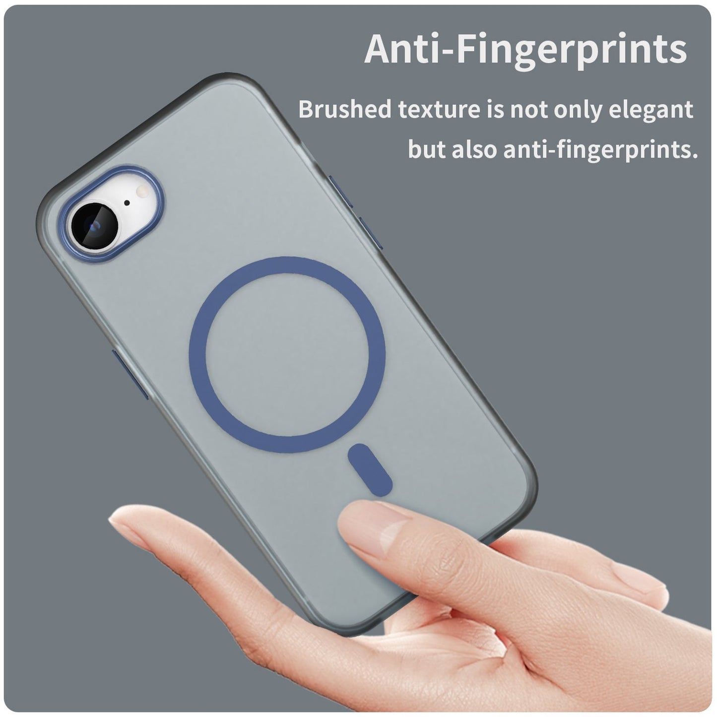 For iPhone 16e MagSafe Frosted Translucent TPU + PC Full Coverage Phone Case(Dark Blue)