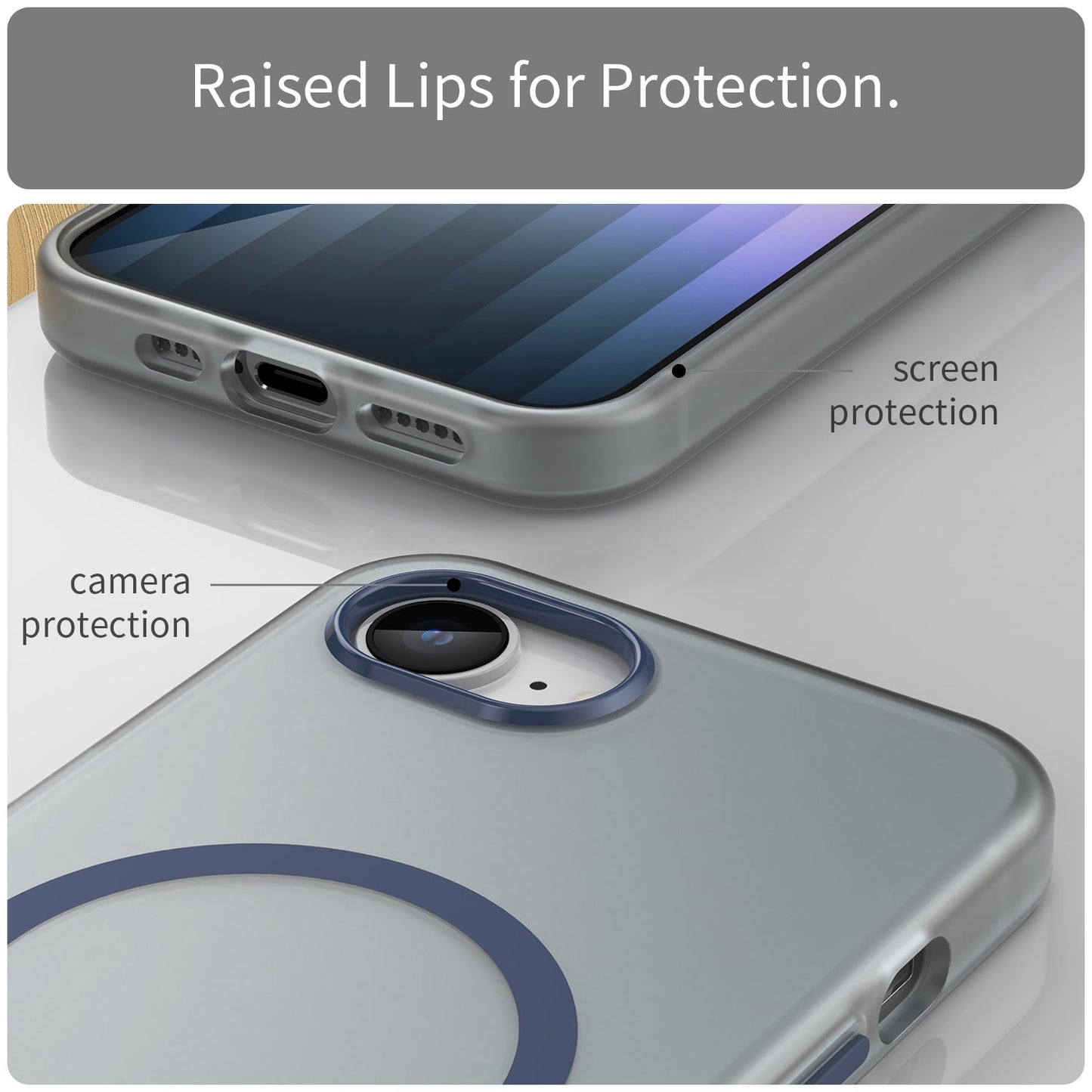 For iPhone 16e MagSafe Frosted Translucent TPU + PC Full Coverage Phone Case(Dark Blue)