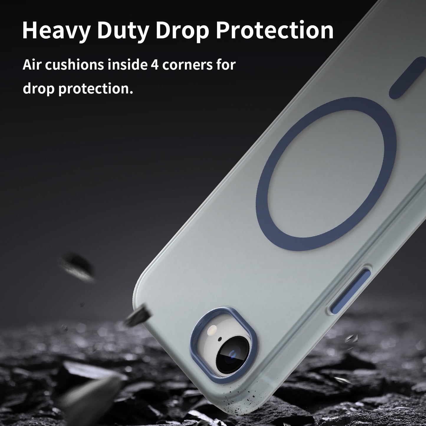 For iPhone 16e MagSafe Frosted Translucent TPU + PC Full Coverage Phone Case(Dark Blue)