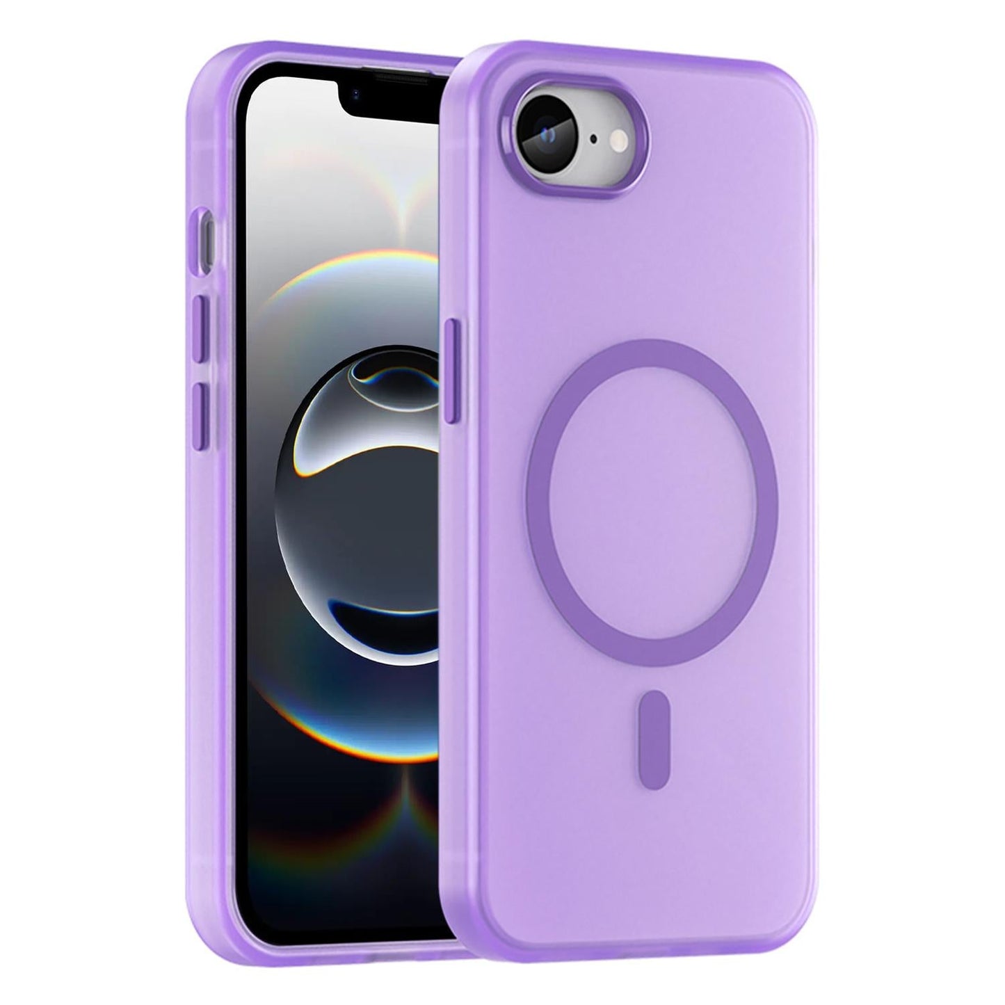 For iPhone 16e MagSafe Frosted Translucent TPU + PC Full Coverage Phone Case(Dark Purple)