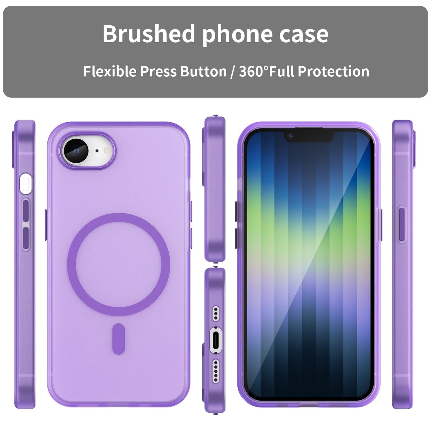 For iPhone 16e MagSafe Frosted Translucent TPU + PC Full Coverage Phone Case(Dark Purple)
