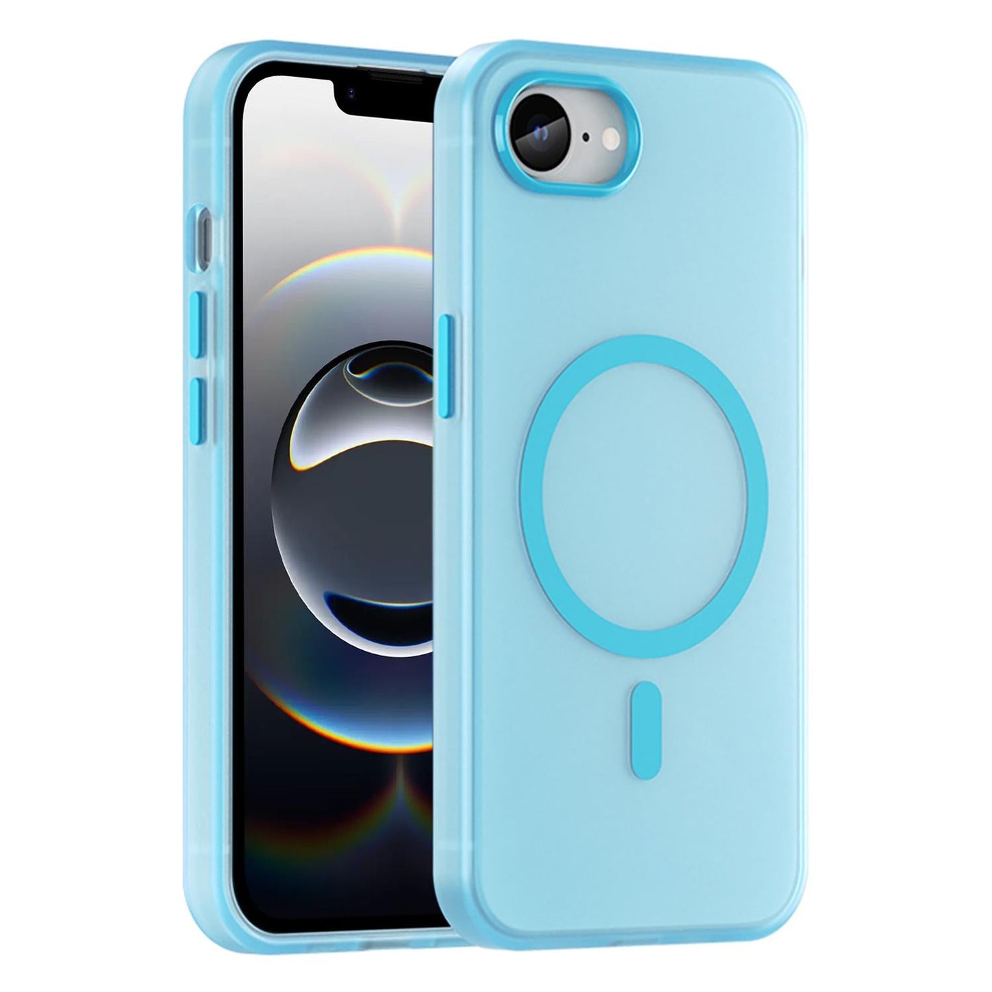 For iPhone 16e MagSafe Frosted Translucent TPU + PC Full Coverage Phone Case(Blue)