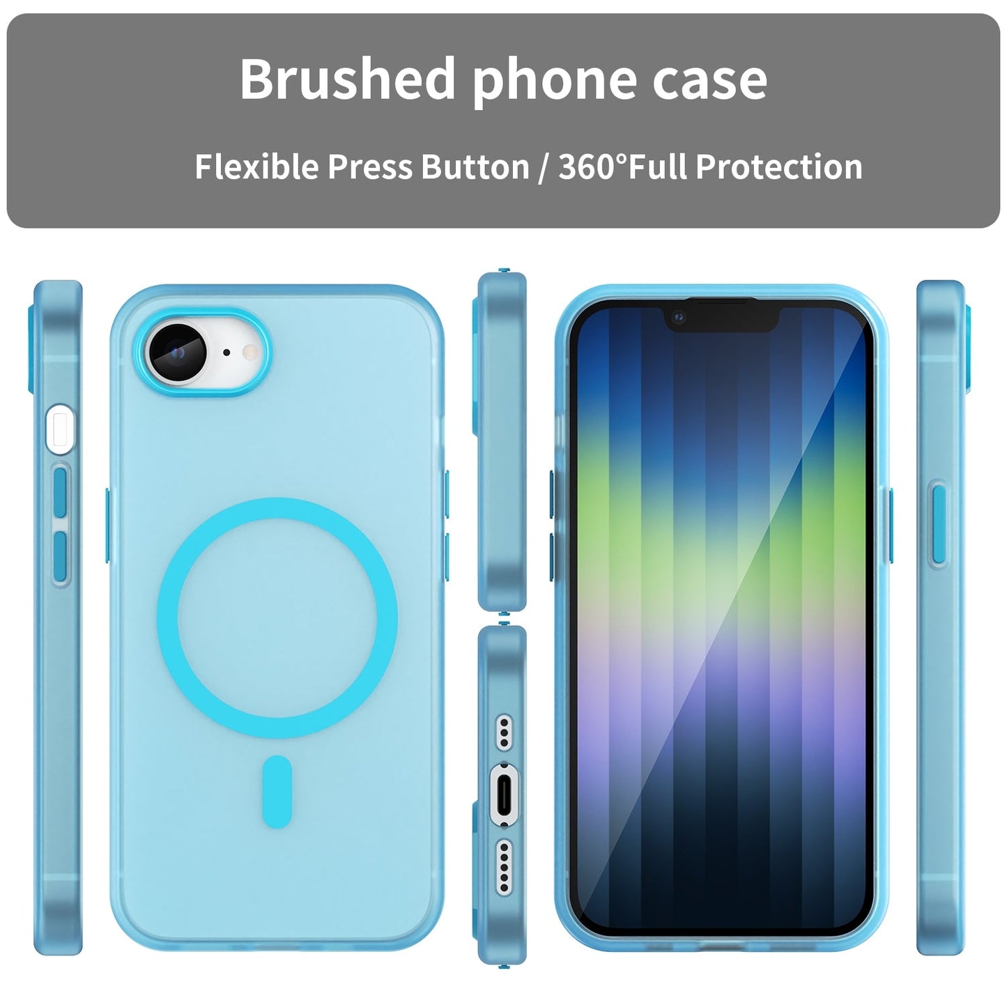 For iPhone 16e MagSafe Frosted Translucent TPU + PC Full Coverage Phone Case(Blue)