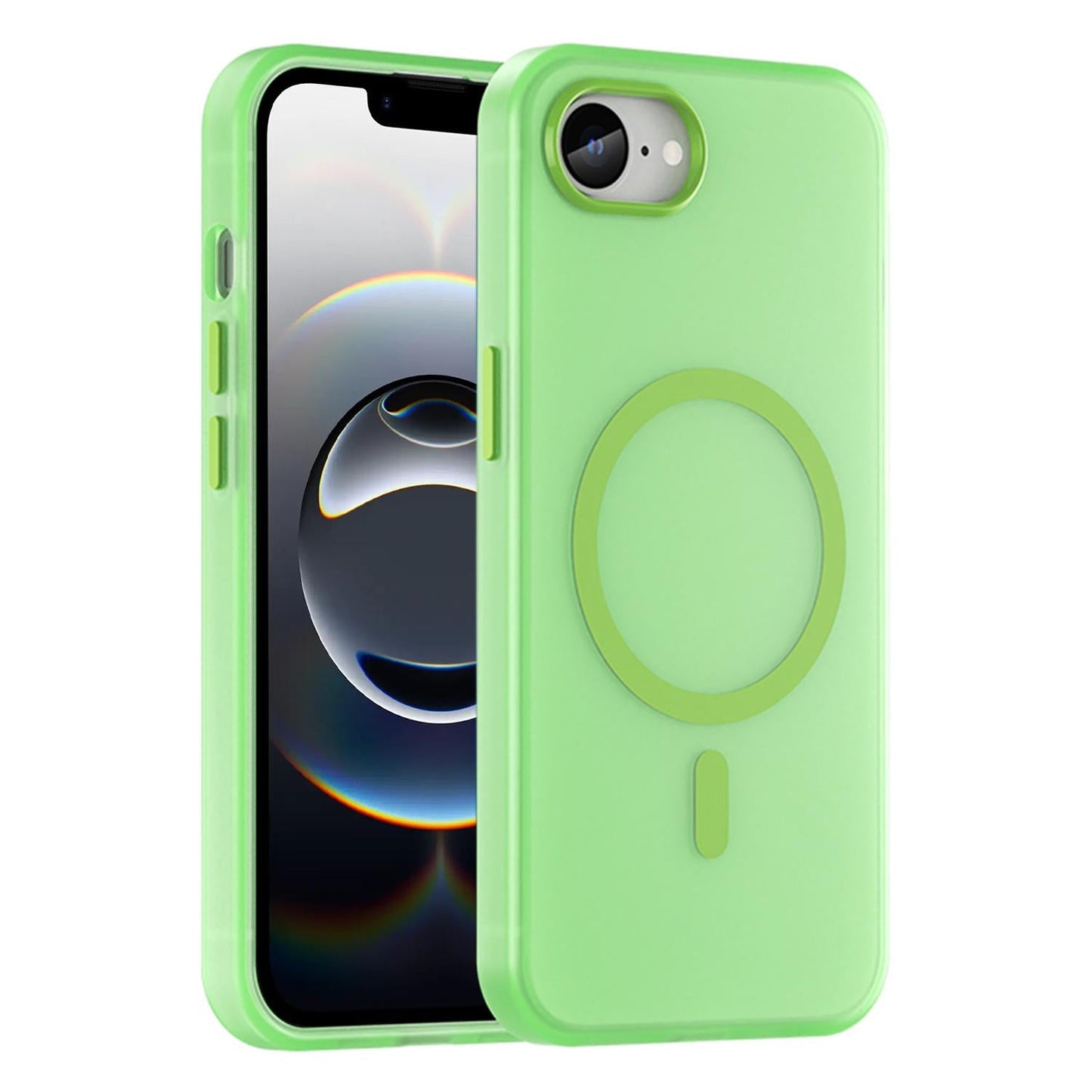 For iPhone 16e MagSafe Frosted Translucent TPU + PC Full Coverage Phone Case(Green)