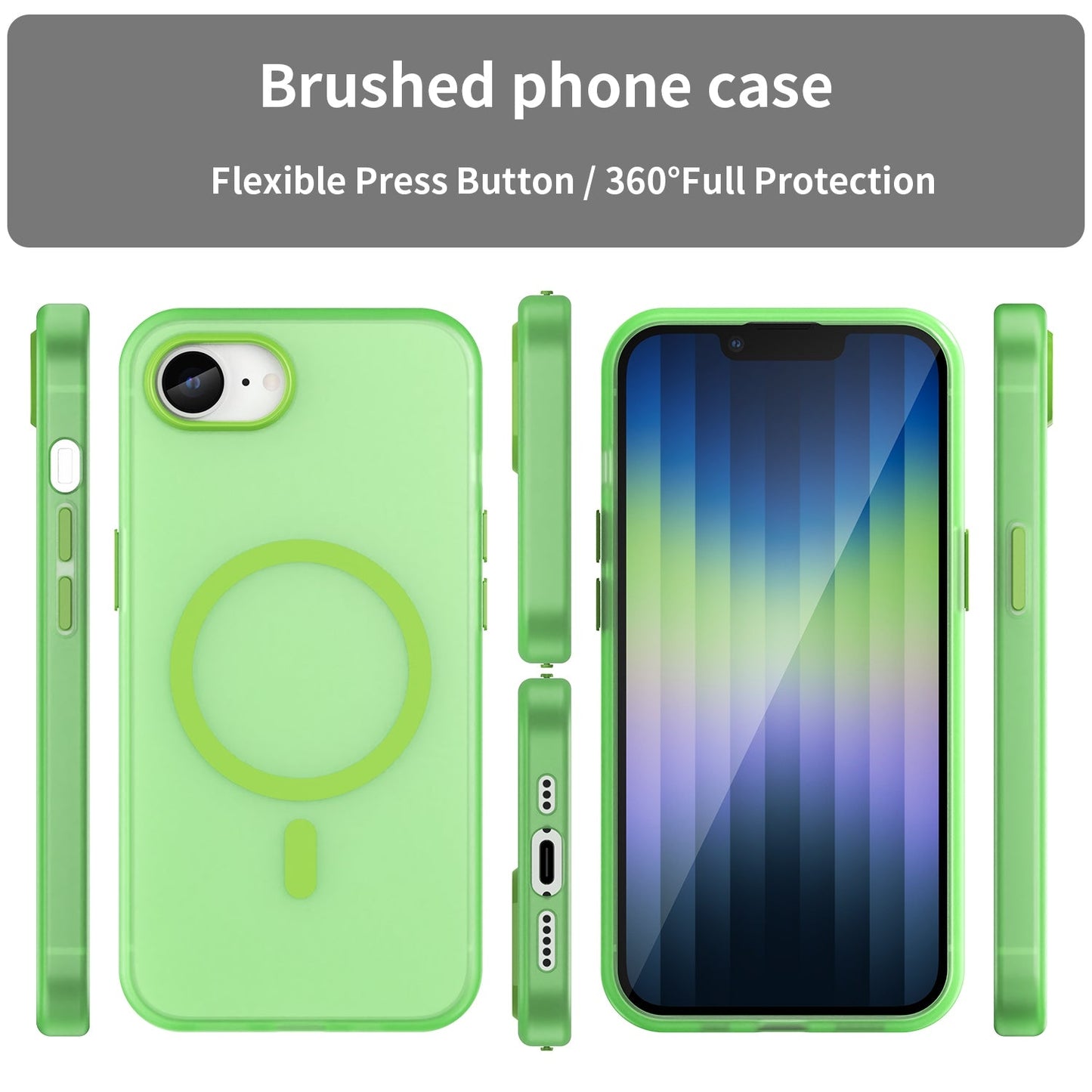 For iPhone 16e MagSafe Frosted Translucent TPU + PC Full Coverage Phone Case(Green)
