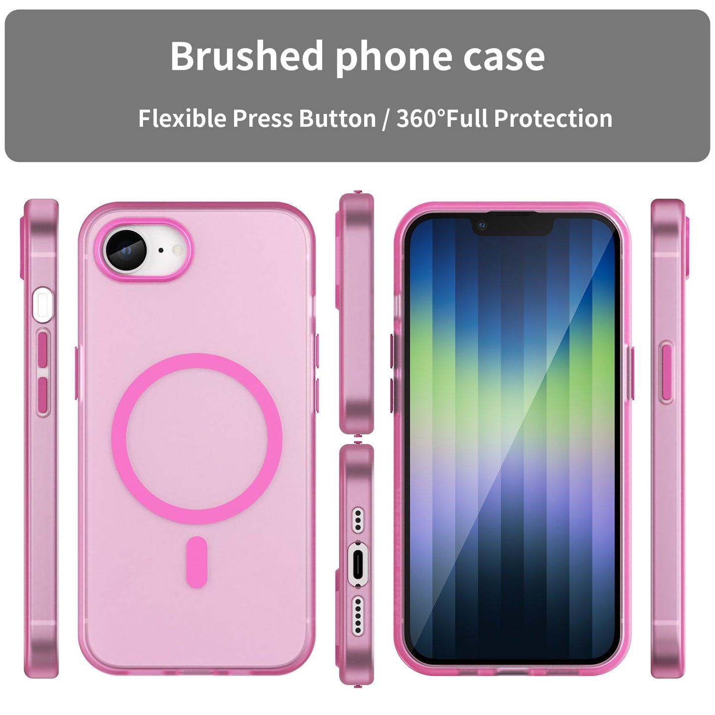 For iPhone 16e MagSafe Frosted Translucent TPU + PC Full Coverage Phone Case(Pink)