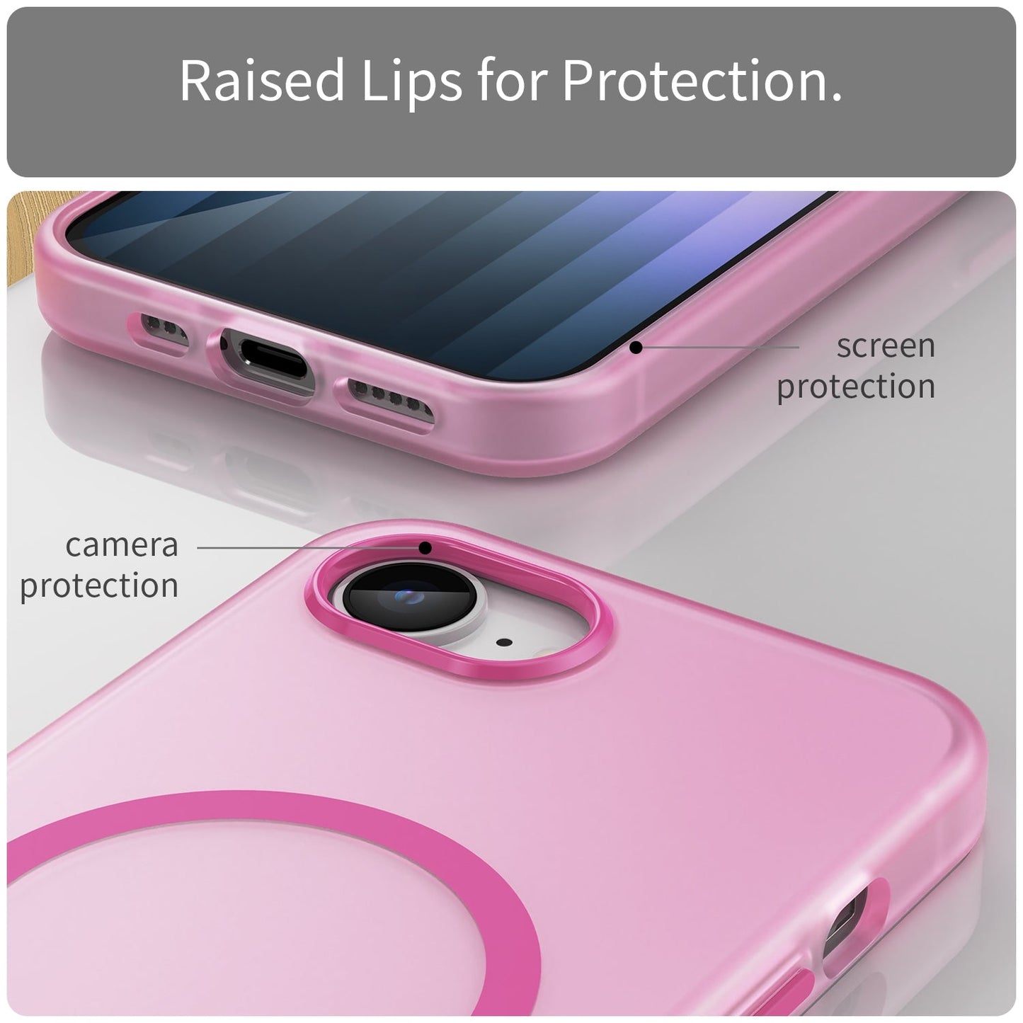 For iPhone 16e MagSafe Frosted Translucent TPU + PC Full Coverage Phone Case(Pink)