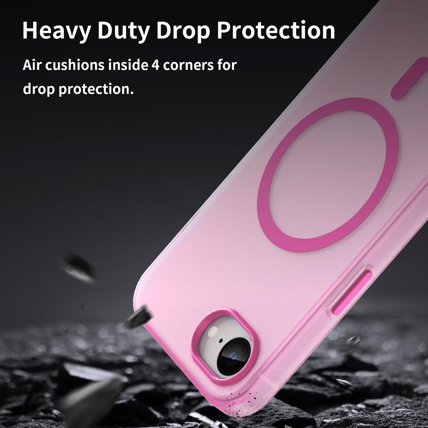 For iPhone 16e MagSafe Frosted Translucent TPU + PC Full Coverage Phone Case(Pink)