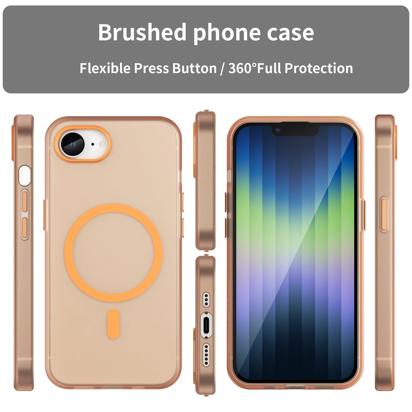 For iPhone 16e MagSafe Frosted Translucent TPU + PC Full Coverage Phone Case(Orange)