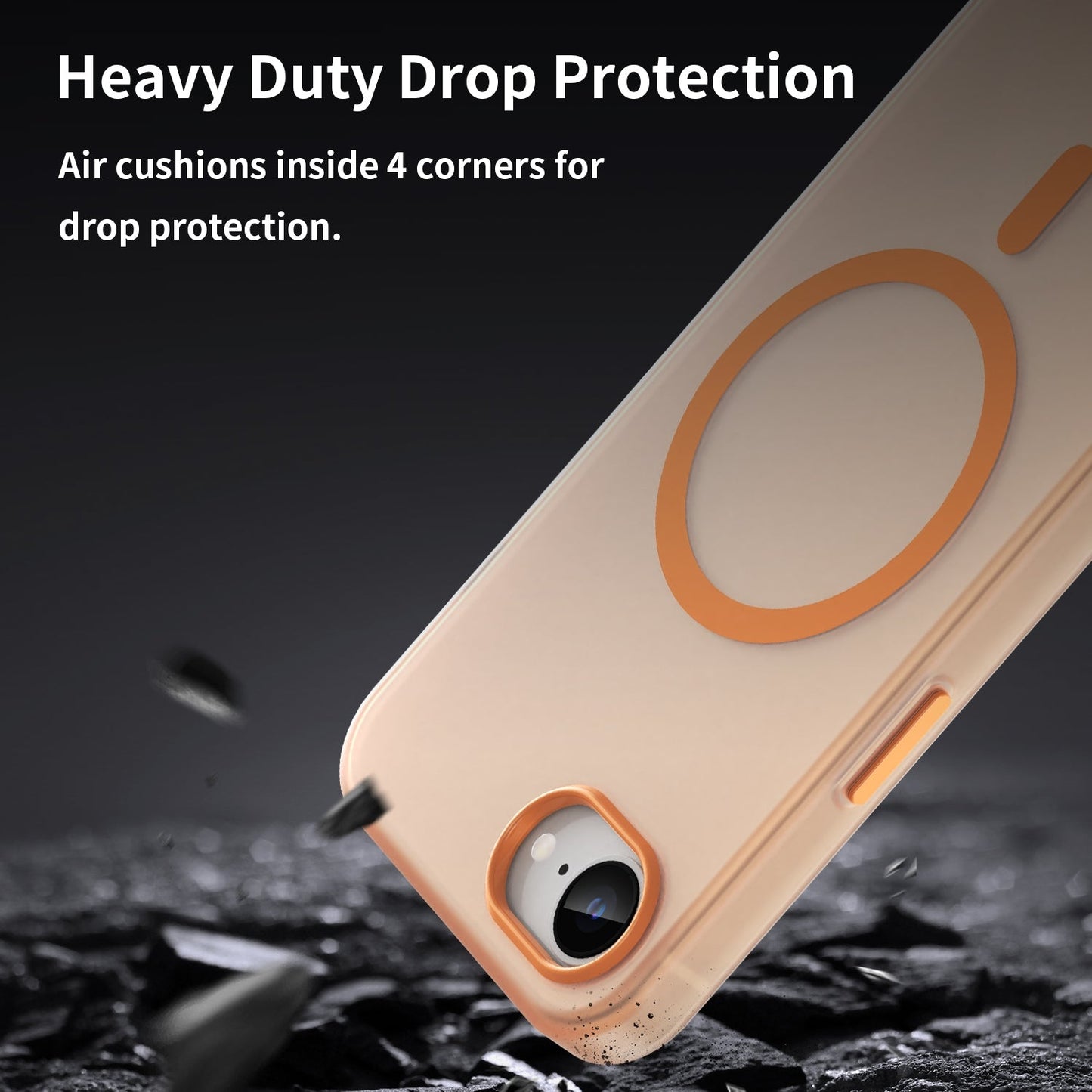 For iPhone 16e MagSafe Frosted Translucent TPU + PC Full Coverage Phone Case(Orange)