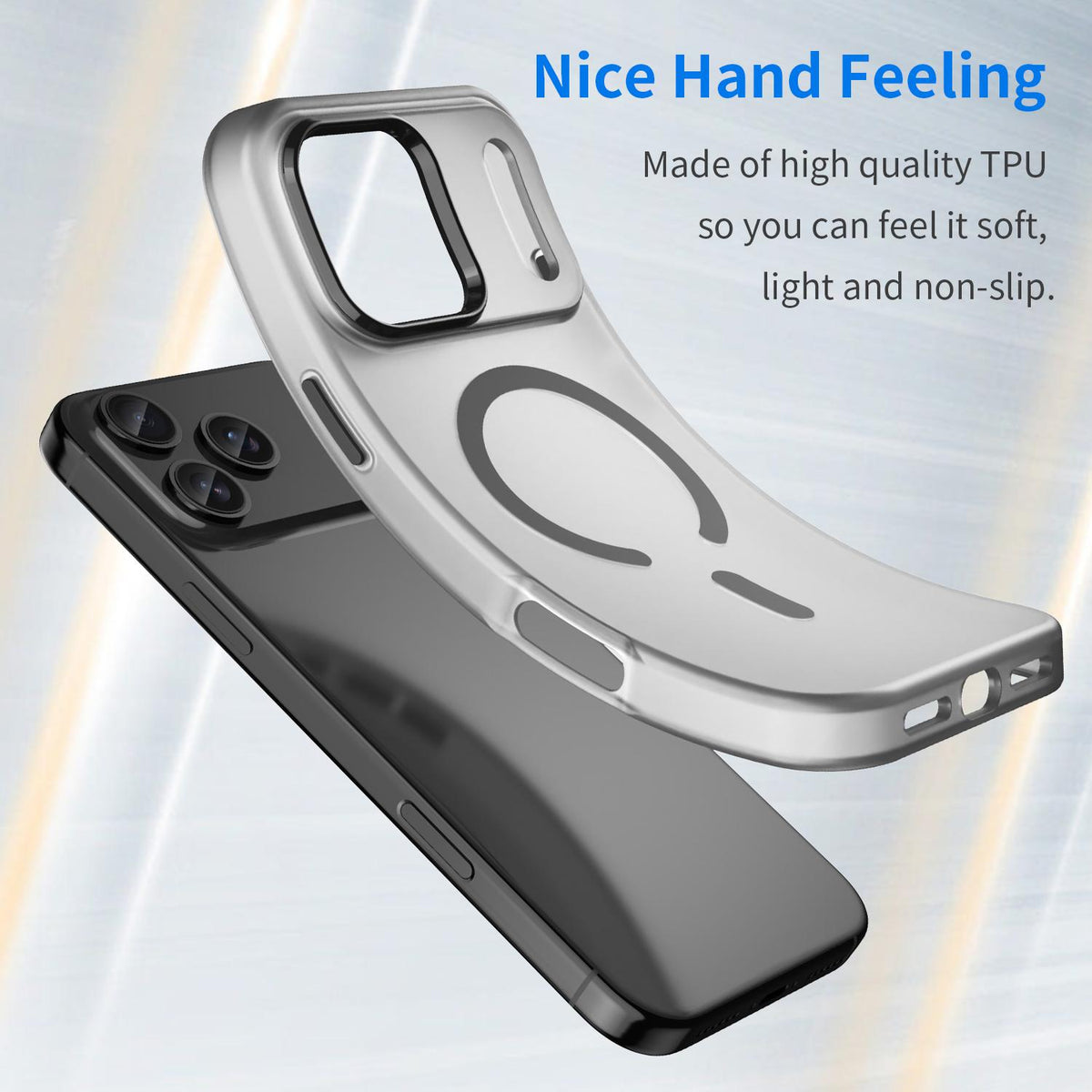 Compatible with iPhone 18 Pro Max MagSafe Frosted Translucent TPU + PC Full Coverage Phone Case - Black