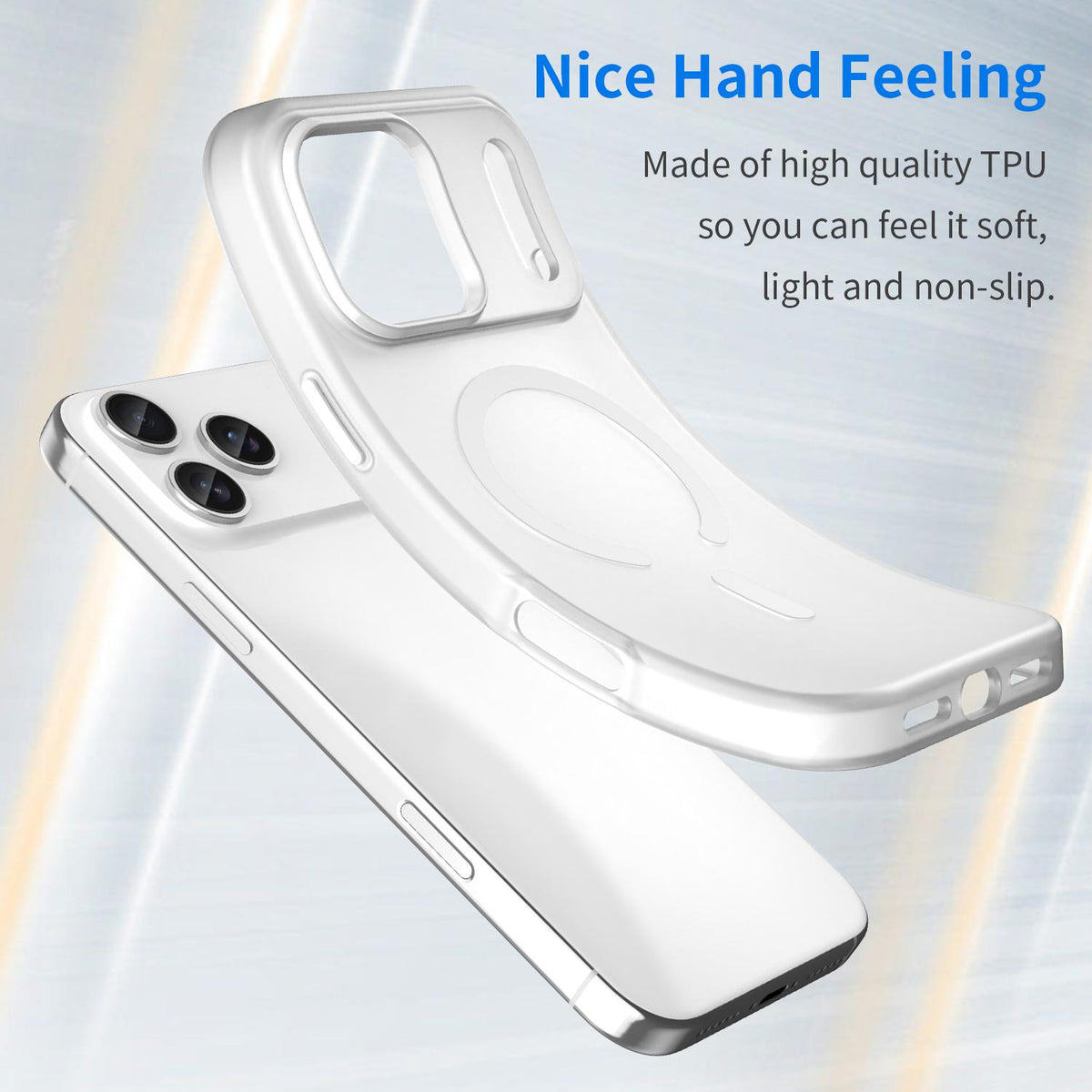 Compatible with iPhone 18 Pro Max MagSafe Frosted Translucent TPU + PC Full Coverage Phone Case - White