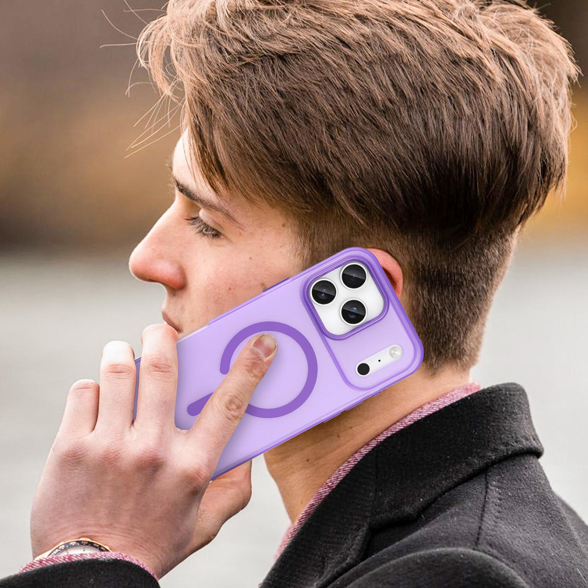 Compatible with iPhone 18 Pro Max MagSafe Frosted Translucent TPU + PC Full Coverage Phone Case - Dark Purple