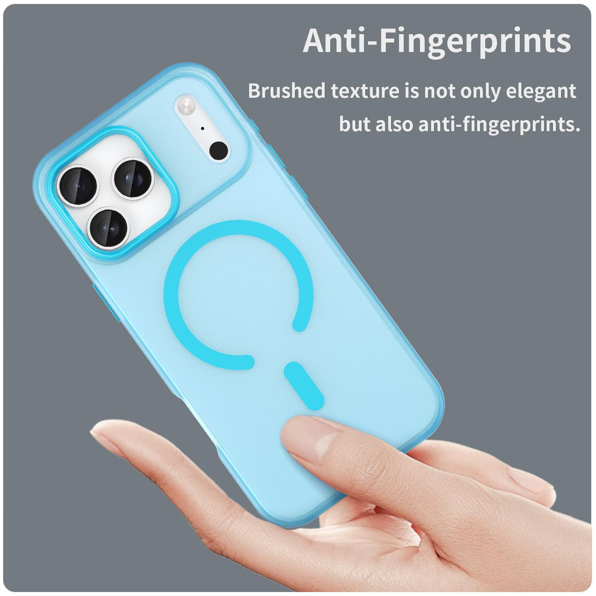 Compatible with iPhone 18 Pro Max MagSafe Frosted Translucent TPU + PC Full Coverage Phone Case - Blue