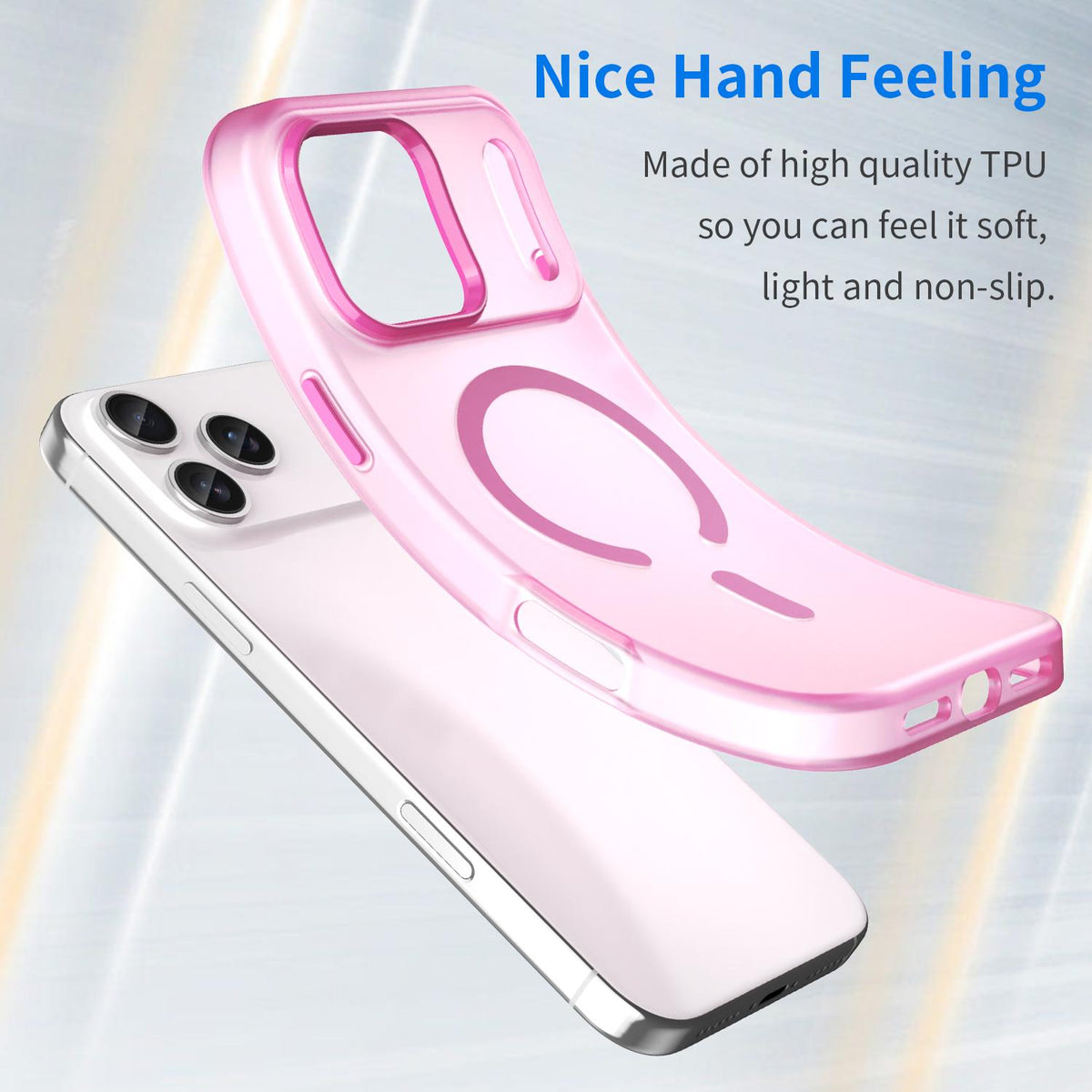 Compatible with iPhone 18 Pro Max MagSafe Frosted Translucent TPU + PC Full Coverage Phone Case - Pink