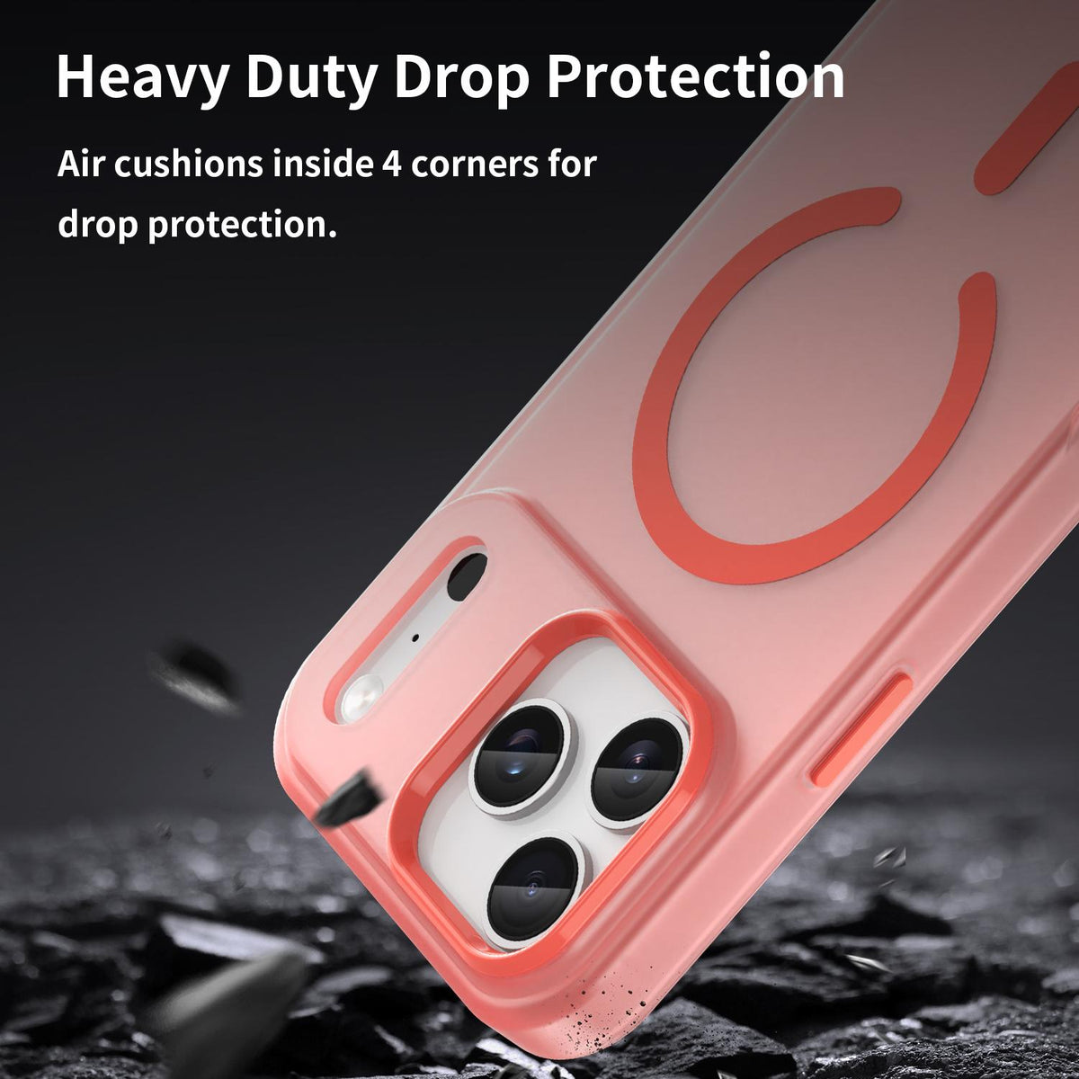 Compatible with iPhone 18 Pro Max MagSafe Frosted Translucent TPU + PC Full Coverage Phone Case - Red