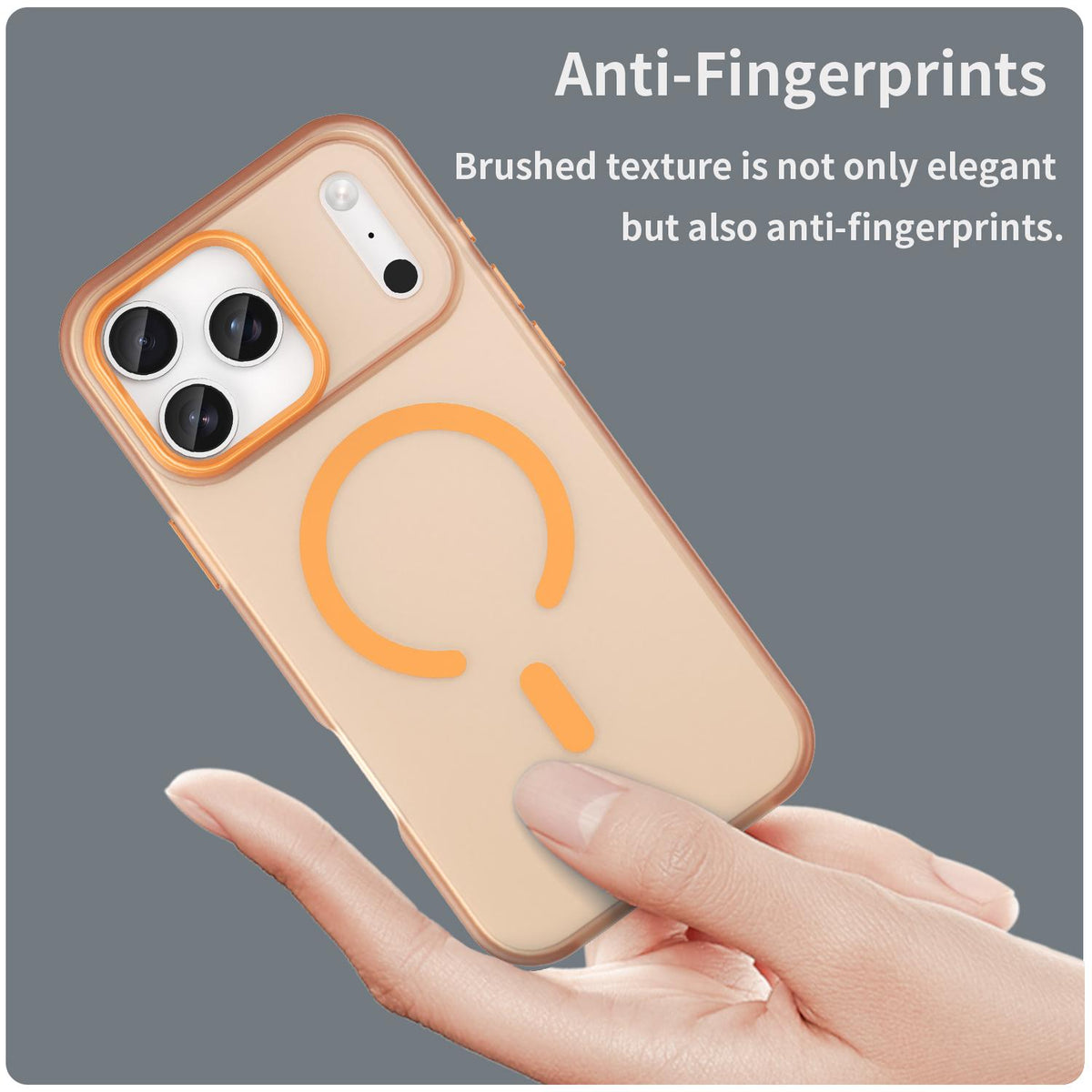 Compatible with iPhone 18 Pro Max MagSafe Frosted Translucent TPU + PC Full Coverage Phone Case - Orange