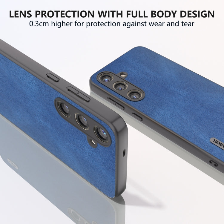 For Samsung Galaxy S24 5G ABEEL Retro Texture PU Phone Case(Blue)