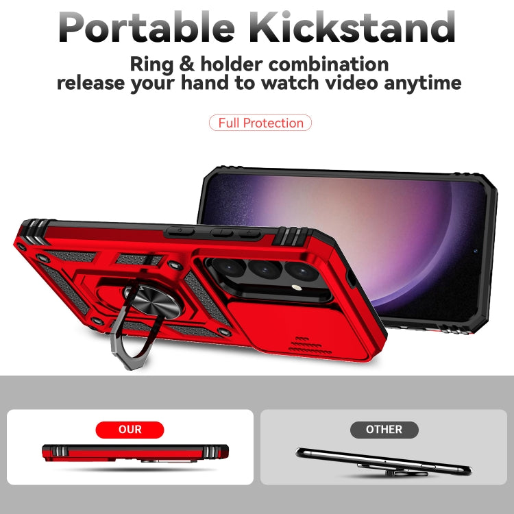 For Samsung Galaxy S24 5G Sliding Camshield Holder Phone Case(Red)