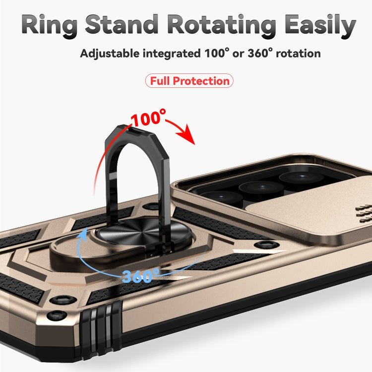 For Samsung Galaxy S24 5G Sliding Camshield Holder Phone Case(Gold)