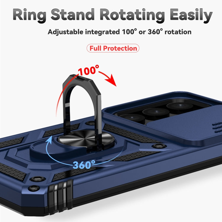 For Samsung Galaxy S24 5G Sliding Camshield Holder Phone Case(Blue)