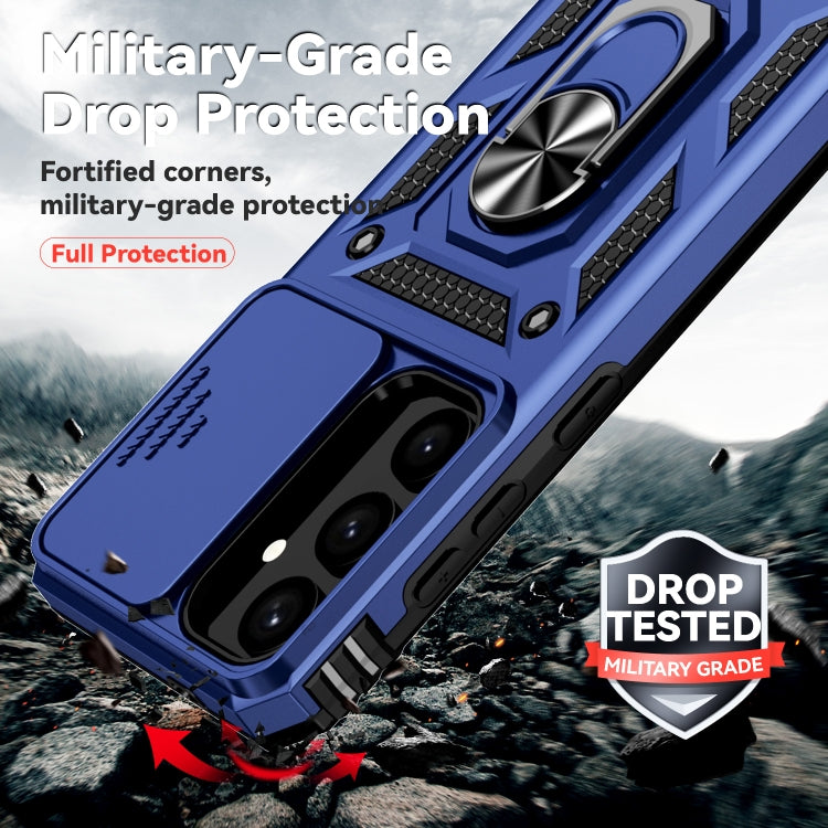 For Samsung Galaxy S24 5G Sliding Camshield Holder Phone Case(Blue)