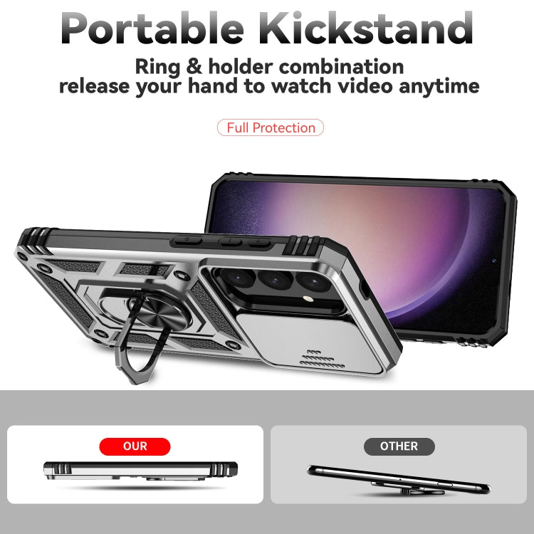 For Samsung Galaxy S24 5G Sliding Camshield Holder Phone Case(Silver)